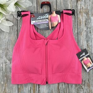 Women’s Active Medium Support Zip-Front Sports Bra, Size M
